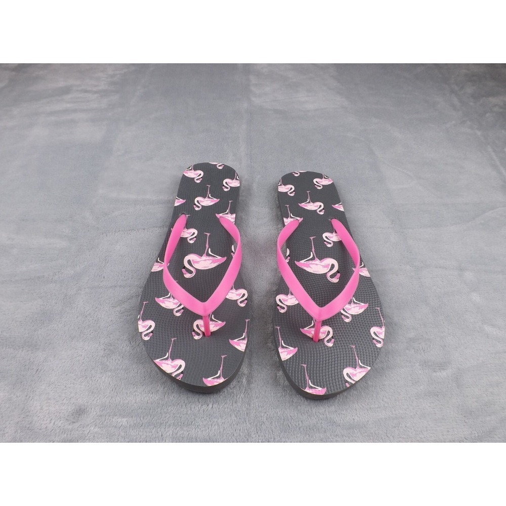 Flip‎ Flops/Sandals New Women's Size 9-10 Flamingos Black/Gray/Pinks Fun Novelty